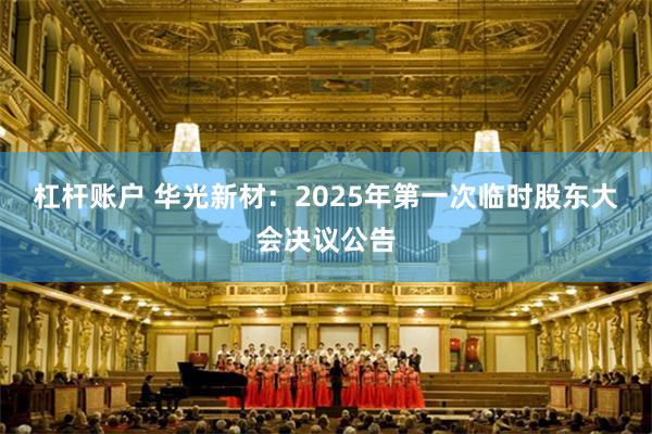 杠杆账户 华光新材：2025年第一次临时股东大会决议公告